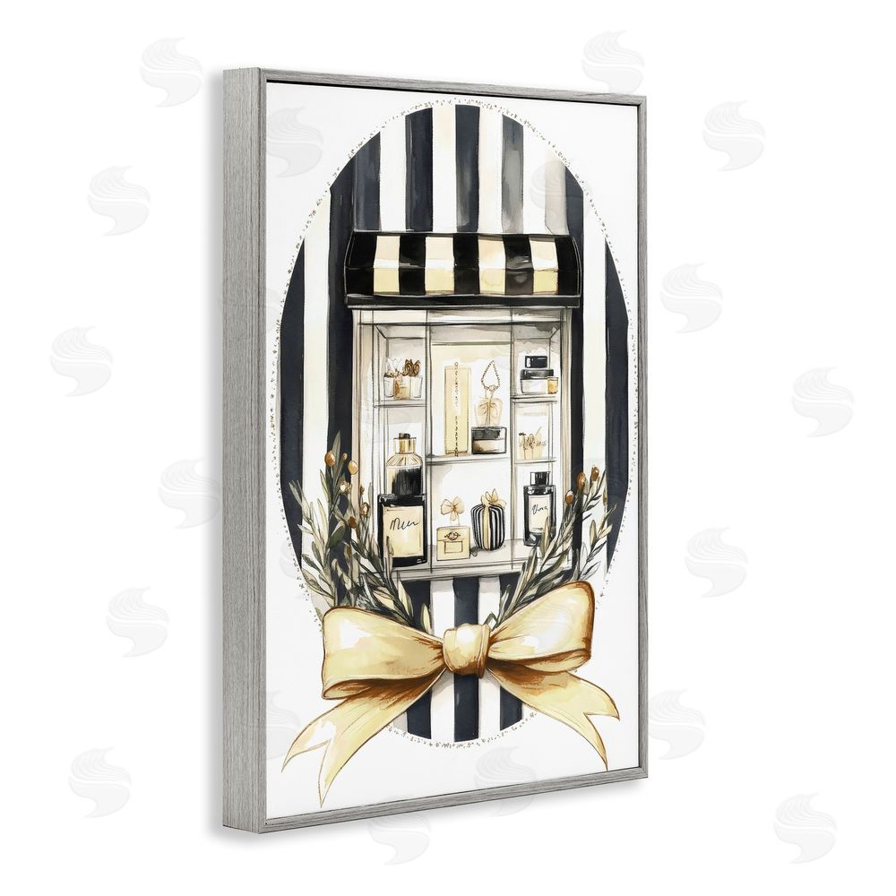 Petal Prints Design Maison Perfume Window Display Gray Framed Giclee Wall Art