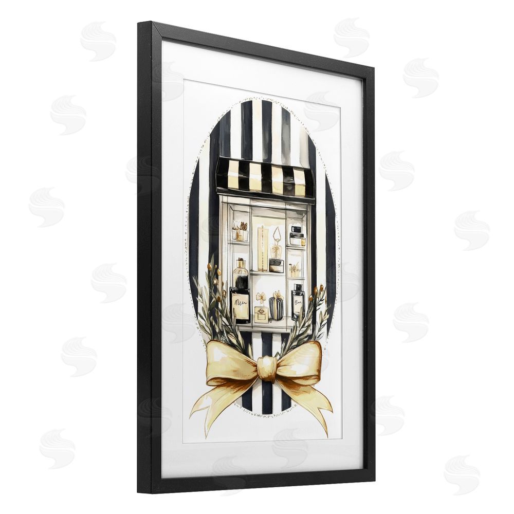 Petal Prints Design Maison Perfume Window Display Black Framed Print Under Glass Wall Art