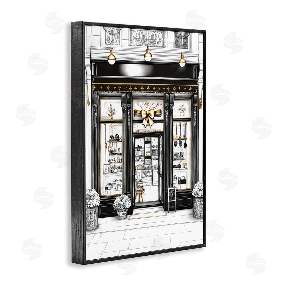 Petal Prints Design Glam Paris Shop Facade Black Framed Giclee Wall Art