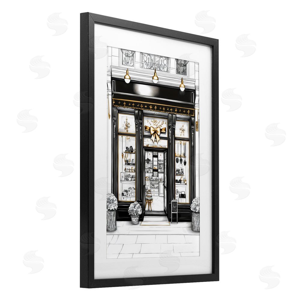 Petal Prints Design Glam Paris Shop Facade Black Framed Print Under Glass Wall Art
