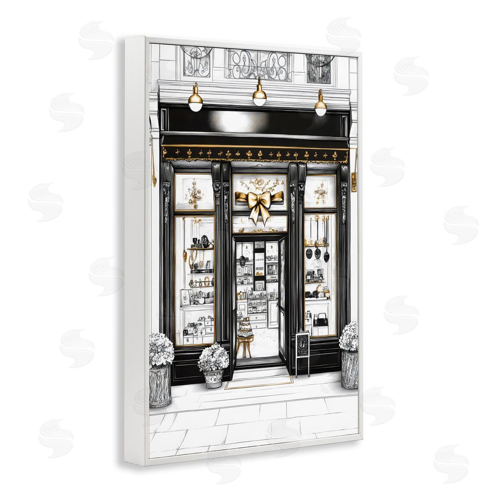 Petal Prints Design Glam Paris Shop Facade White Framed Giclee Wall Art
