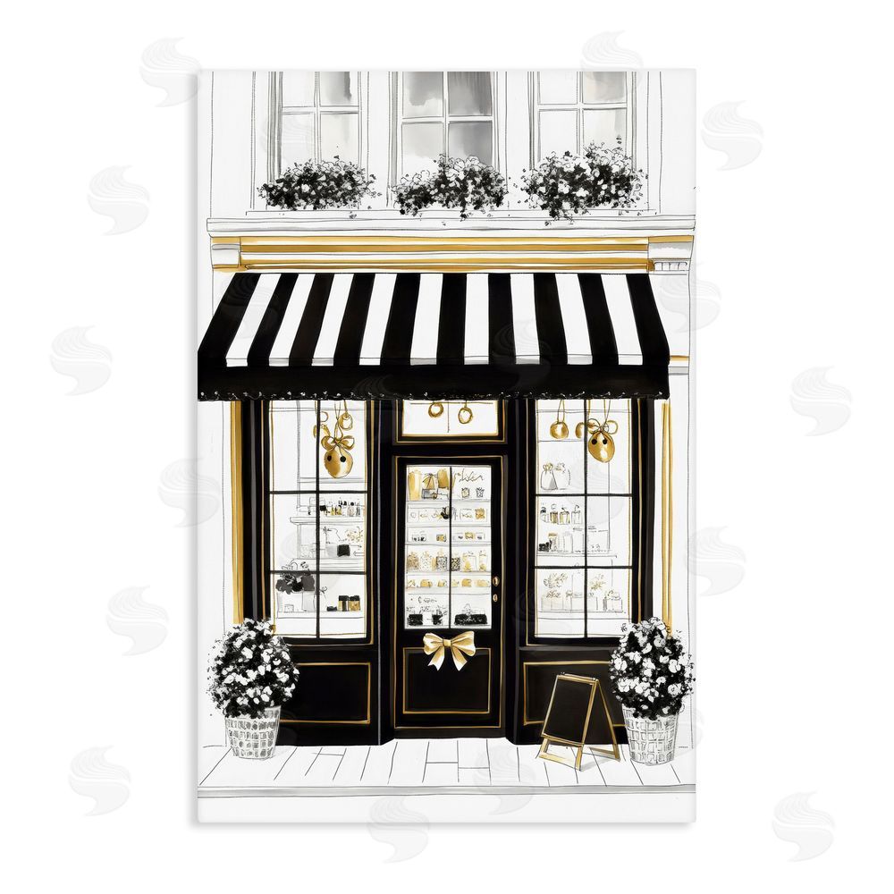 Petal Prints Design Paris Storefront Window Display Stretched Canvas Wall Art