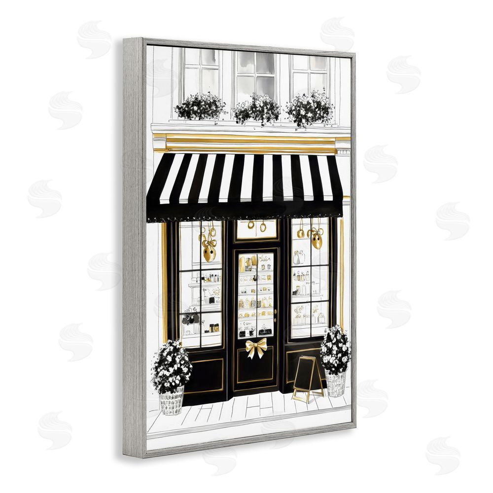 Petal Prints Design Paris Storefront Window Display Gray Framed Giclee Wall Art