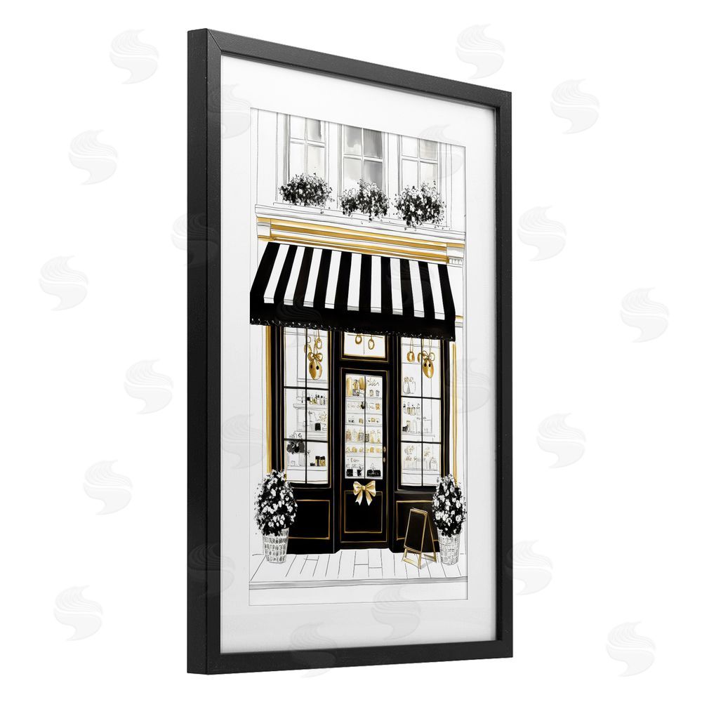 Petal Prints Design Paris Storefront Window Display Black Framed Print Under Glass Wall Art