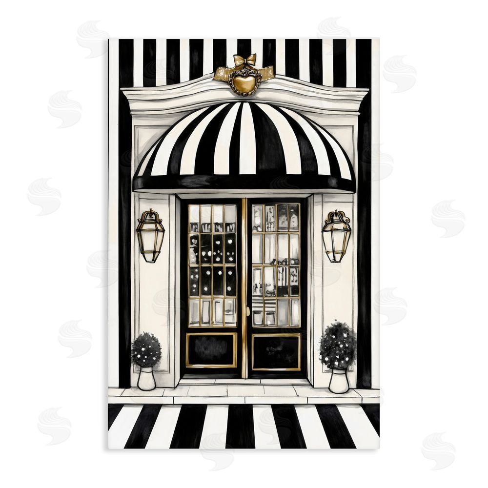 Petal Prints Design Paris Storefront Facade Stretched Canvas Wall Art