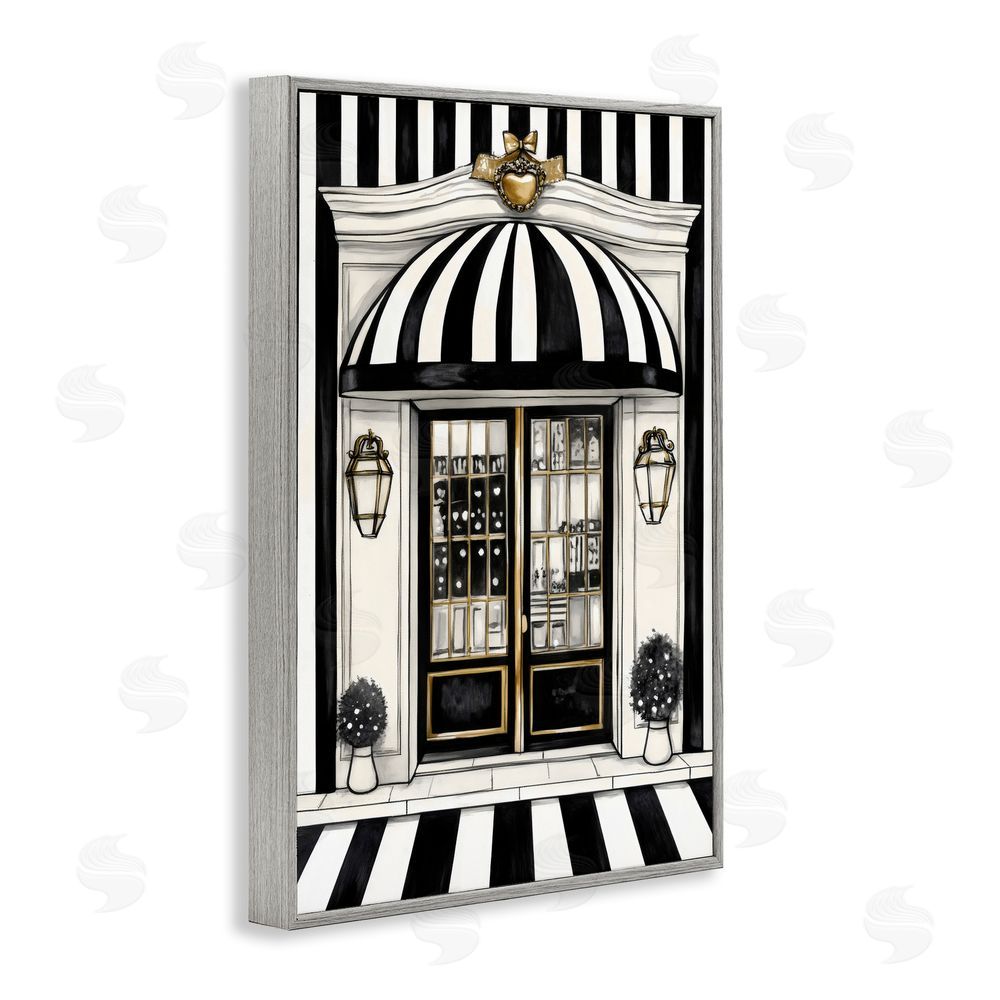 Petal Prints Design Paris Storefront Facade Gray Framed Giclee Wall Art