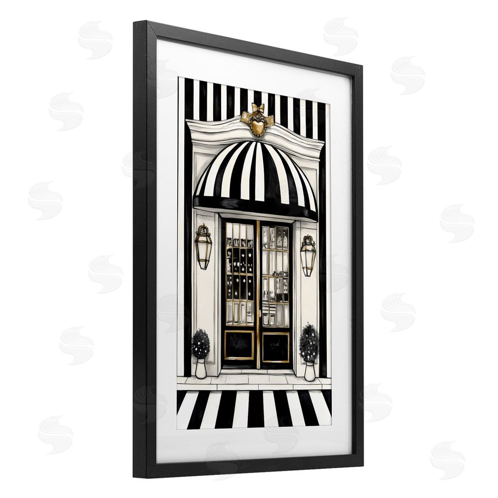 Petal Prints Design Paris Storefront Facade Black Framed Print Under Glass Wall Art