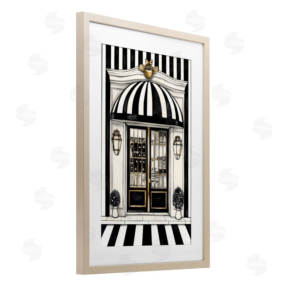 Petal Prints Design Paris Storefront Facade Brown Framed Print Under Glass Wall Art
