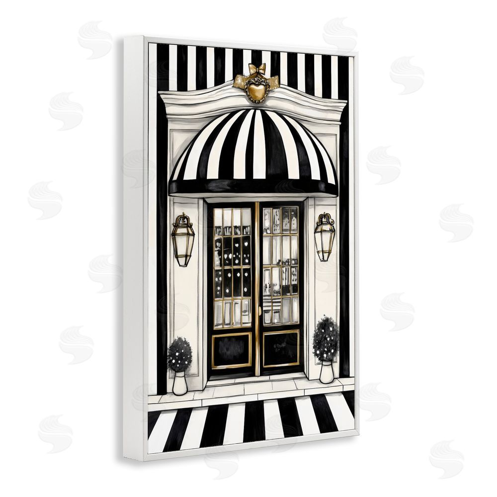 Petal Prints Design Paris Storefront Facade White Framed Giclee Wall Art