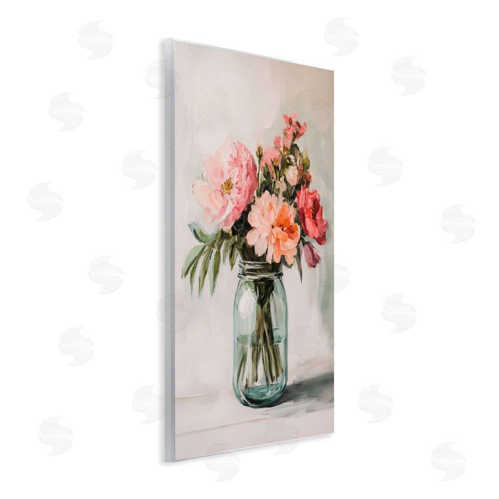 Petal Prints Design Pink Flower Stems in Jar Wall Plaque Home Decor Art Print