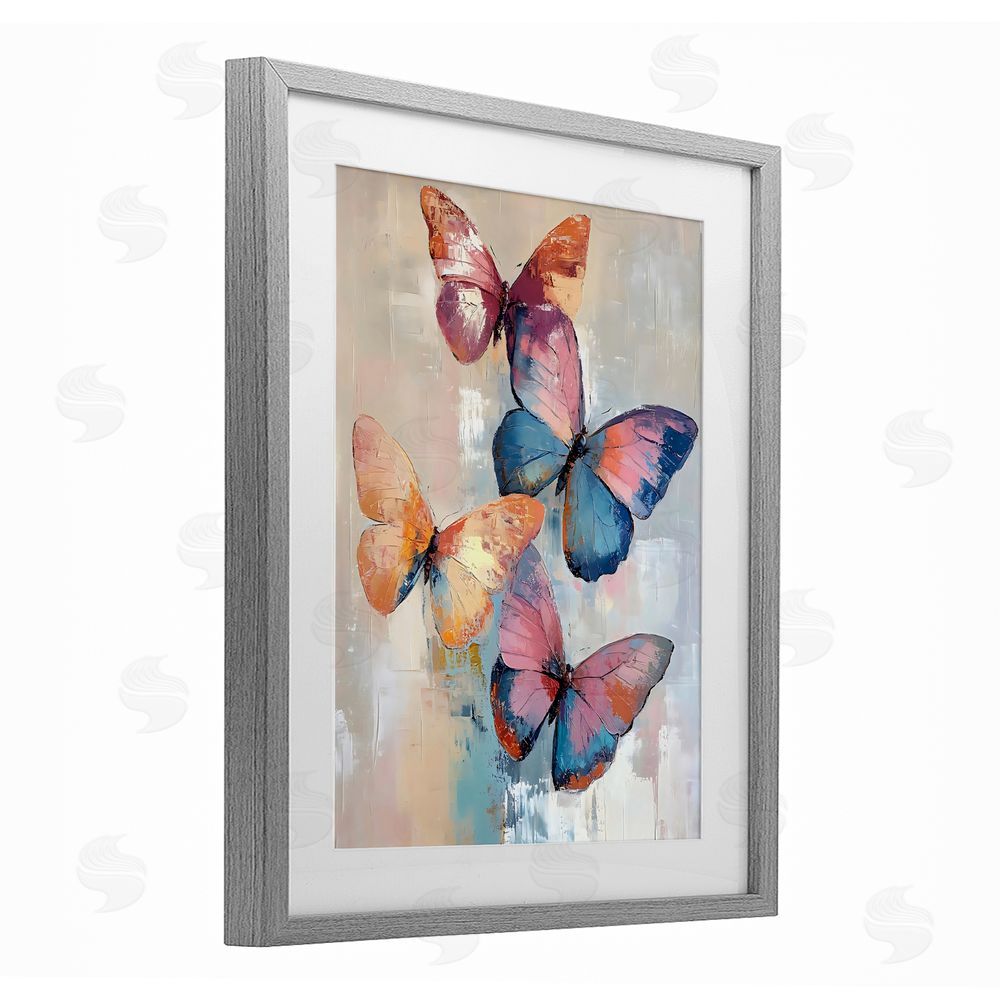 Creative Studio Butterfly Beauty Abstraction Gray Framed Print Under Glass with Matting Wall Art