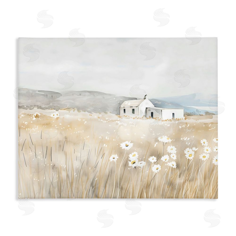 Creative Studio Rustic Landscape Daisy Meadow Stretched Canvas Wall Art