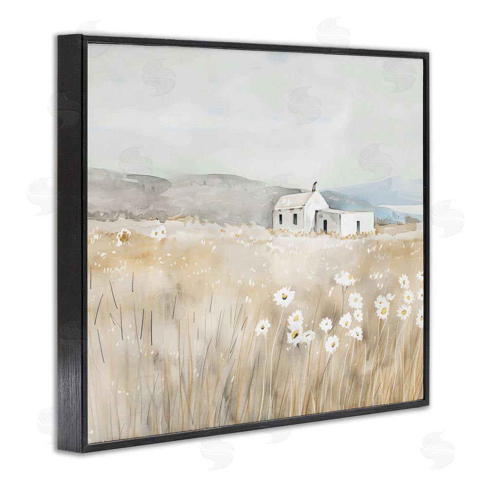 Creative Studio Rustic Landscape Daisy Meadow Black Framed Giclee Wall Art