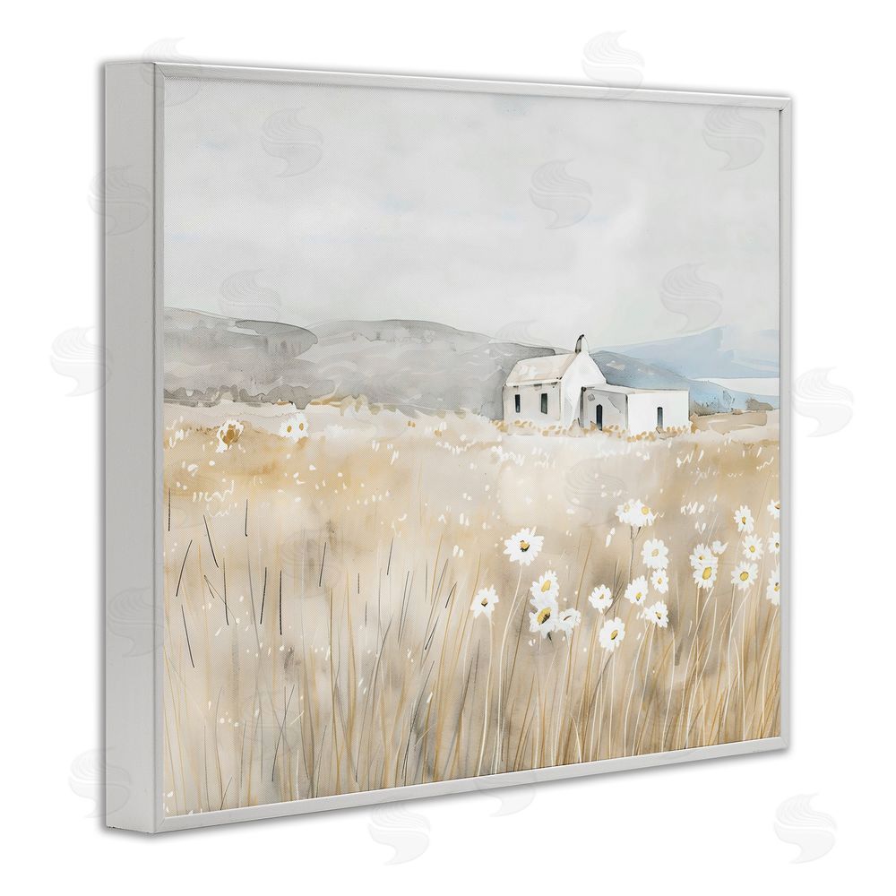 Creative Studio Rustic Landscape Daisy Meadow White Framed Giclee Wall Art
