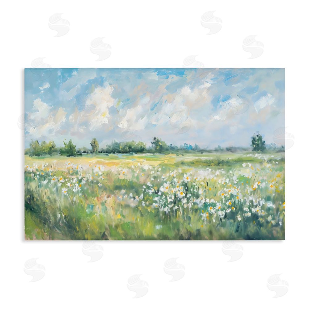 Creative Studio Daisy Field Landscape Impression Stretched Canvas Wall Art