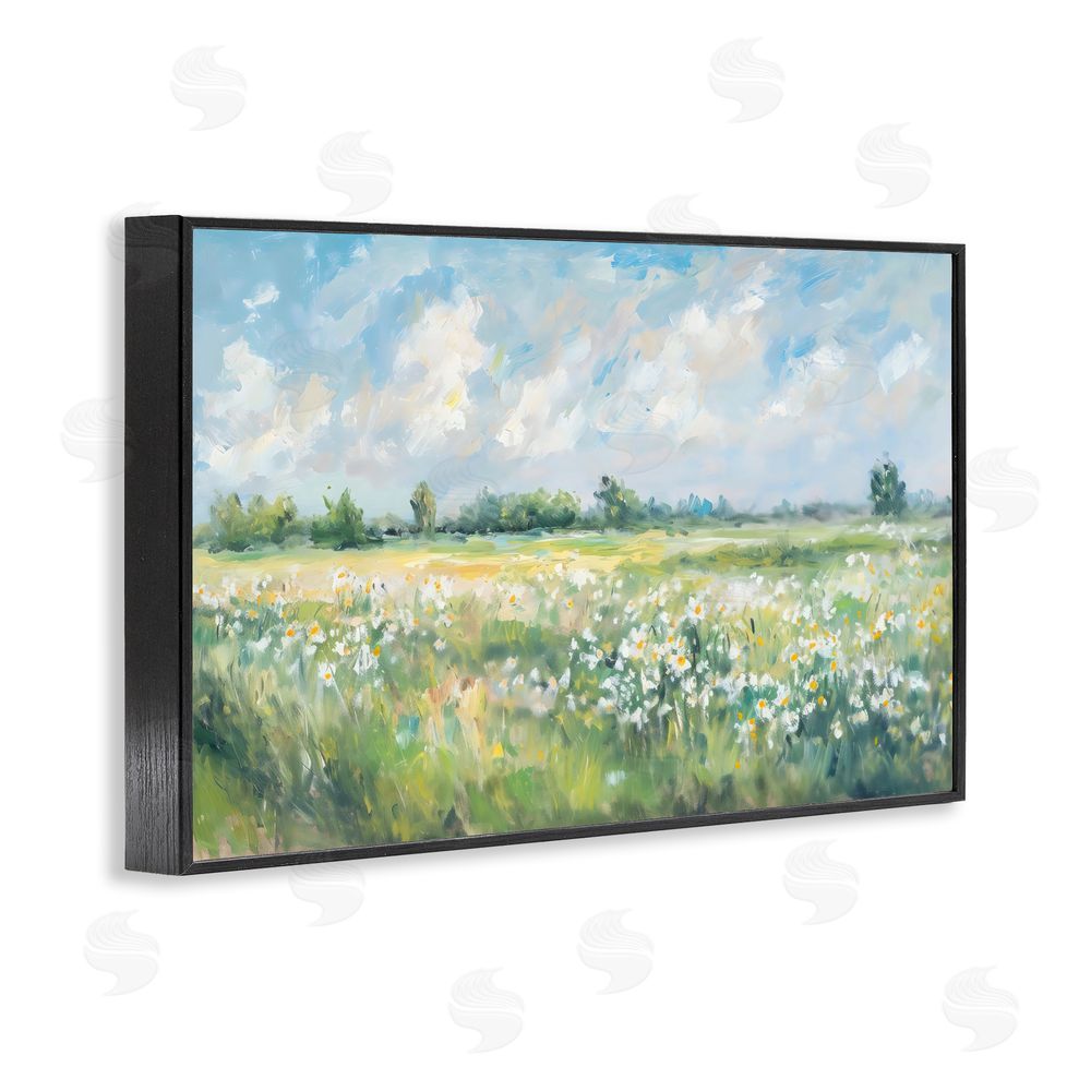 Creative Studio Daisy Field Landscape Impression Black Framed Giclee Wall Art Print