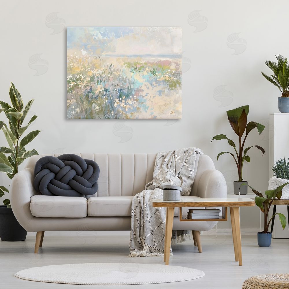 Creative Studio Mottled Pastel Field Impression Stretched Canvas Wall Art in Room