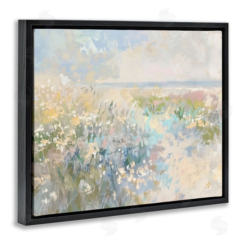 Creative Studio Mottled Pastel Field Impression Black Floating Framed Canvas Wall Art