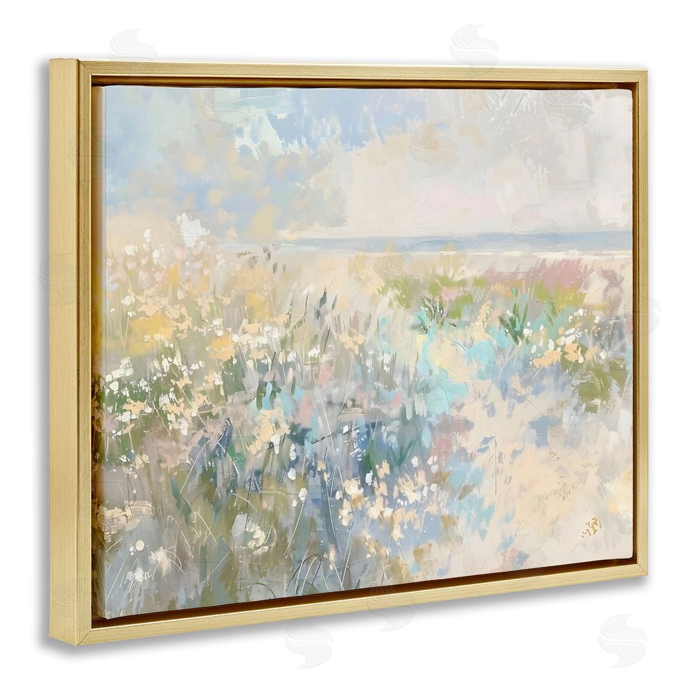 Creative Studio Mottled Pastel Field Impression Gold Floating Framed Canvas Wall Art