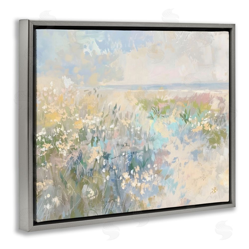 Creative Studio Mottled Pastel Field Impression Gray Floating Framed Canvas Wall Art