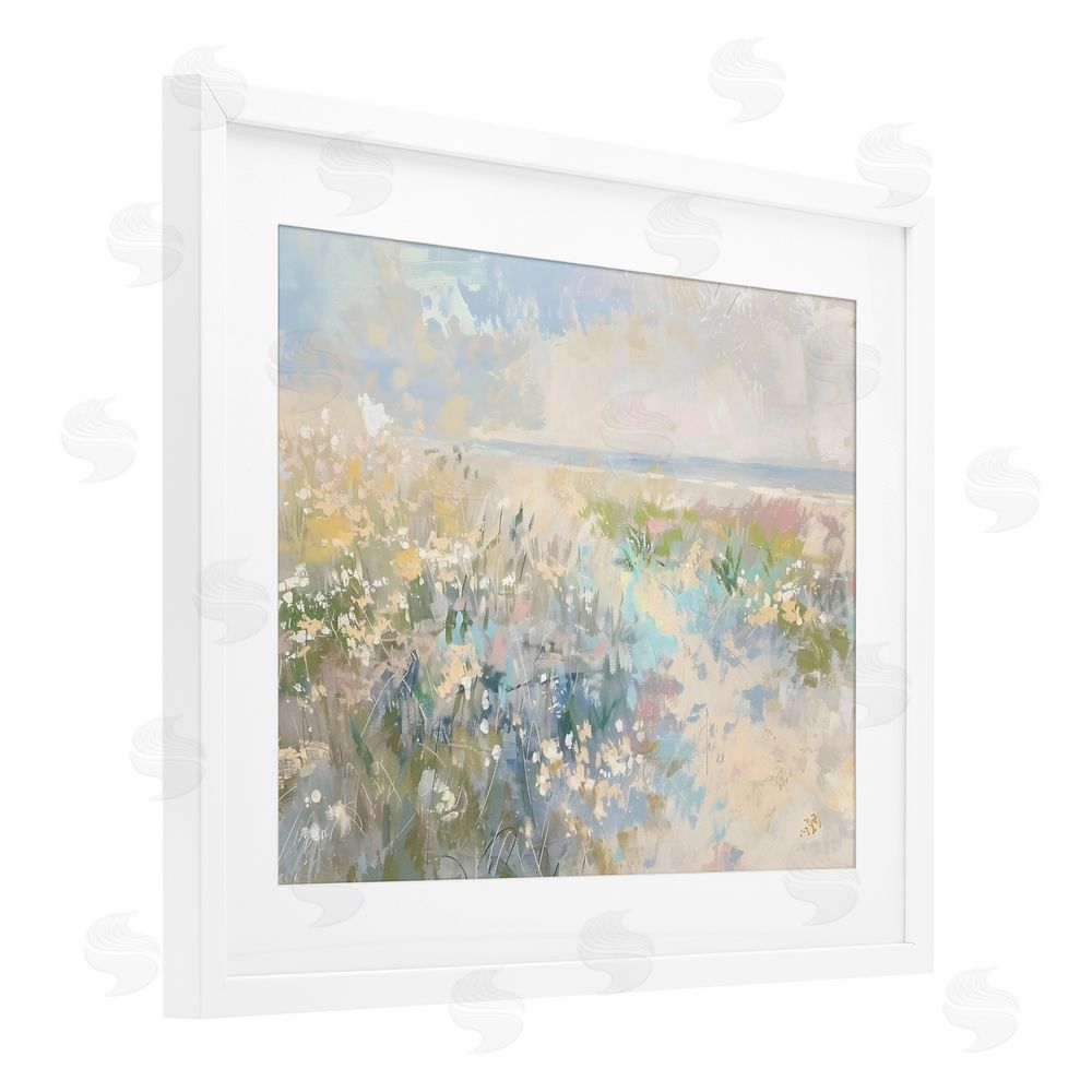 Creative Studio Mottled Pastel Field Impression White Framed Print Under Glass Wall Art