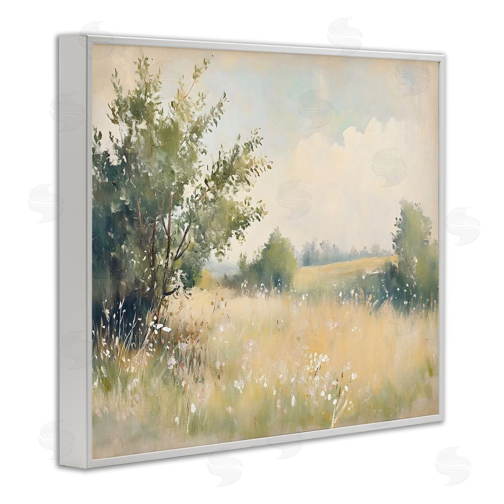 Creative Studio Summer Meadow in Soft Light White Framed Giclee Wall Art Print