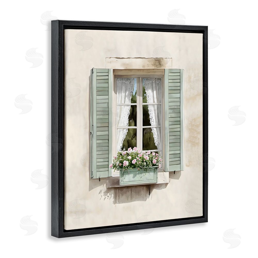 LSR Design Studio French Cafe Window Curtains Black Floating Framed Canvas Wall Art