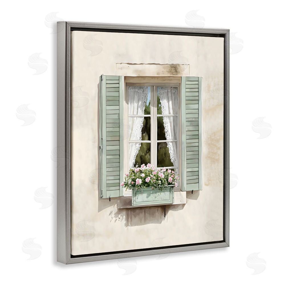 LSR Design Studio French Cafe Window Curtains Gray Floating Framed Canvas Wall Art