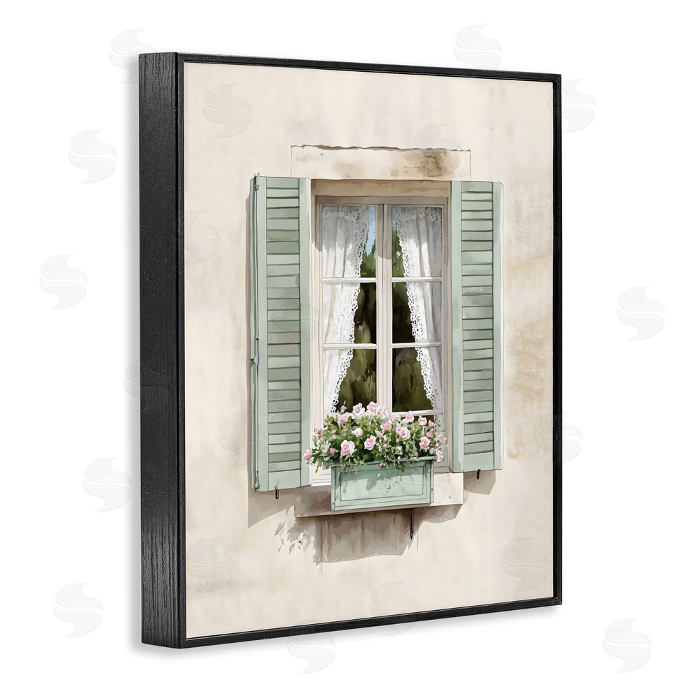 LSR Design Studio French Cafe Window Curtains Black Framed Giclee Wall Art