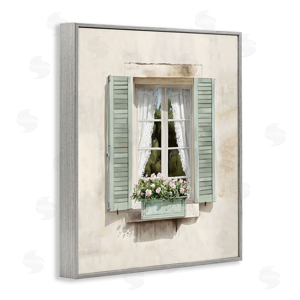LSR Design Studio French Cafe Window Curtains Gray Framed Giclee Wall Art