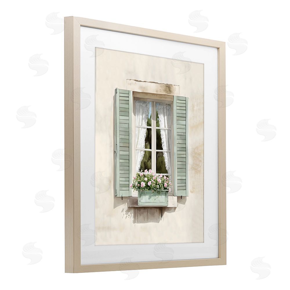LSR Design Studio French Cafe Window Curtains Brown Framed Print Under Glass Wall Art