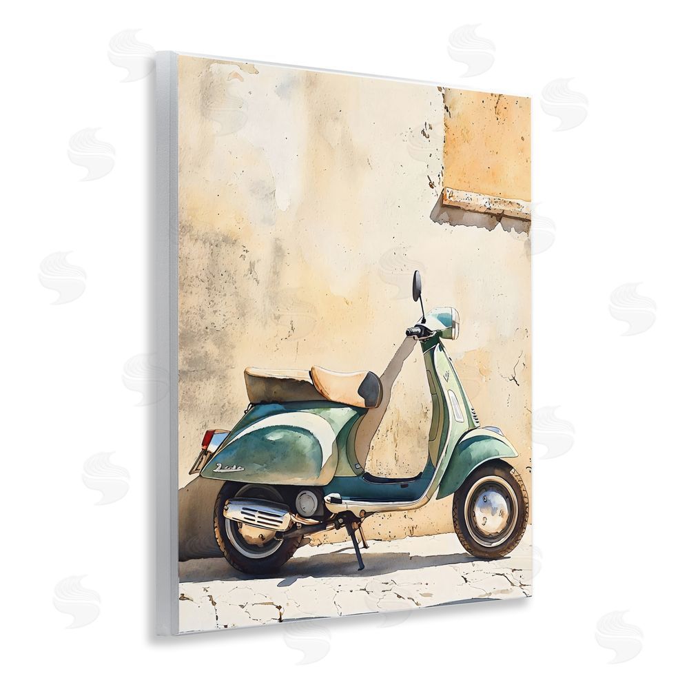 LSR Design Studio Vintage Scooter on Italian Street Wall Plaque Printed Art