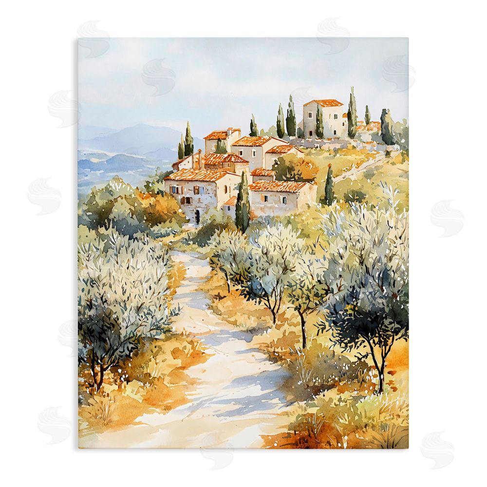 LSR Design Studio Tuscan Hilltop Village View Stretched Canvas Wall Art Print