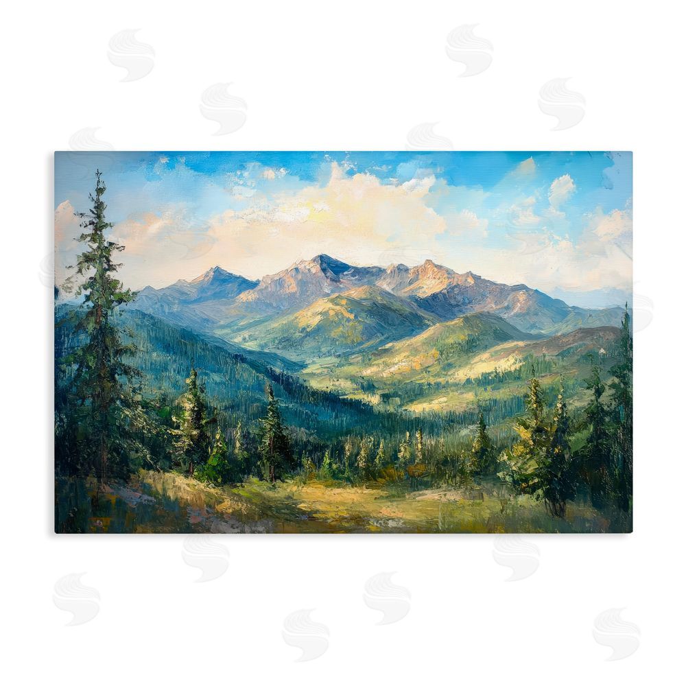 Petal Prints Design Valley In The Mountains Stretched Canvas Wall Art Print