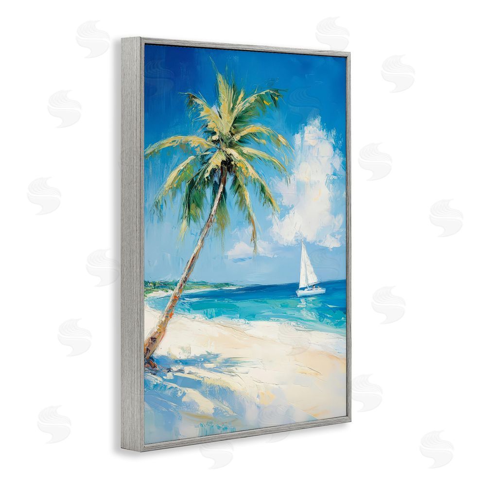 Petal Prints Design White Clouds & Sails Gray Framed Giclee Wall Art Print