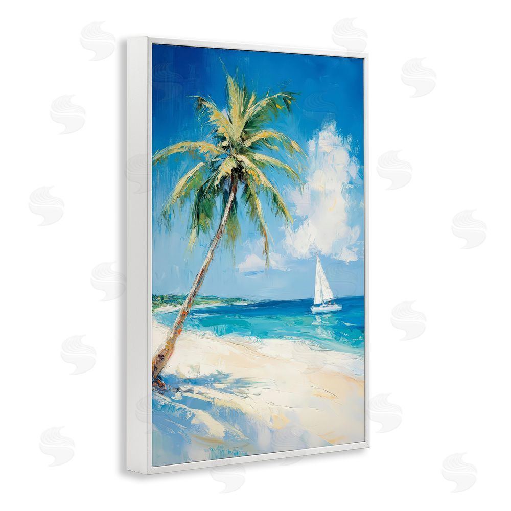 Petal Prints Design White Clouds & Sails White Framed Giclee Wall Art Print