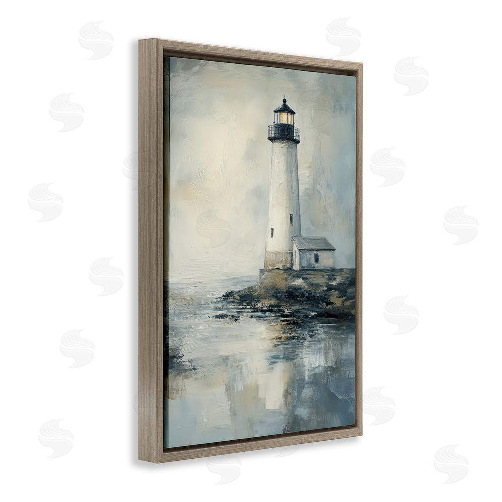 Petal Prints Design Moody Lighthouse Reflecting Brown Floating Framed Canvas Wall Art