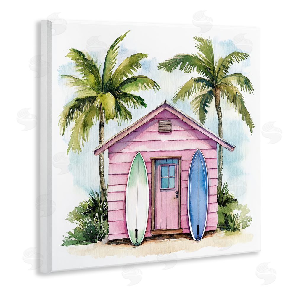 Petal Prints Design Surf Shack Under Palms Wall Plaque Printed Art