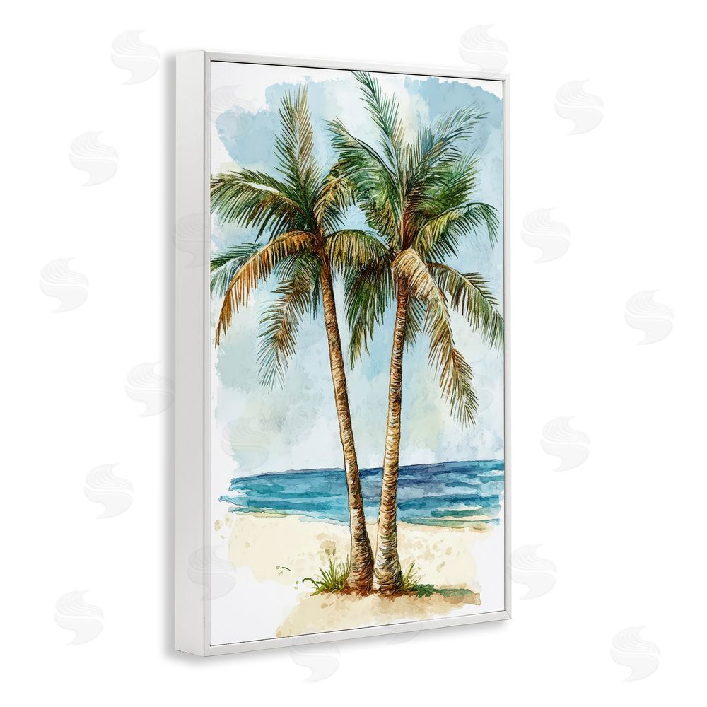 Petal Prints Design Illustrated Palm Tree Duo White Framed Giclee Wall Art