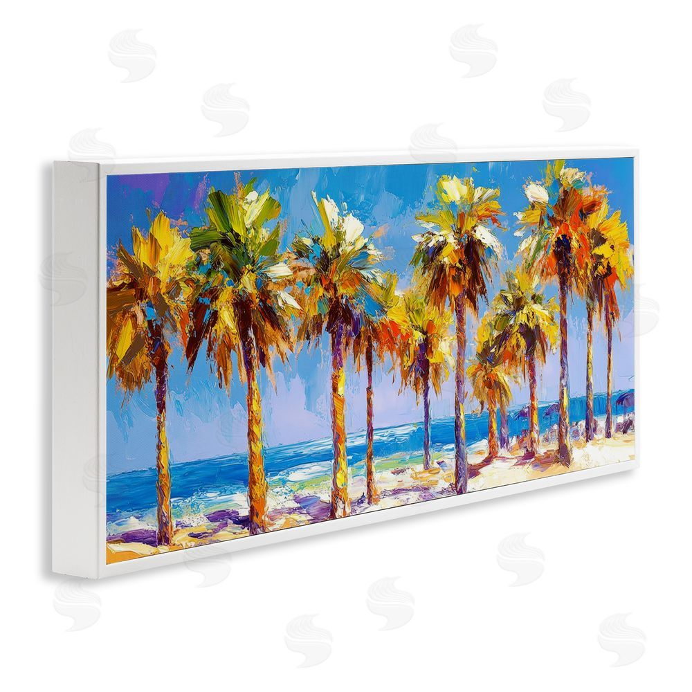 Petal Prints Design Many Palm Trees on Beach White Framed Giclee Wall Art