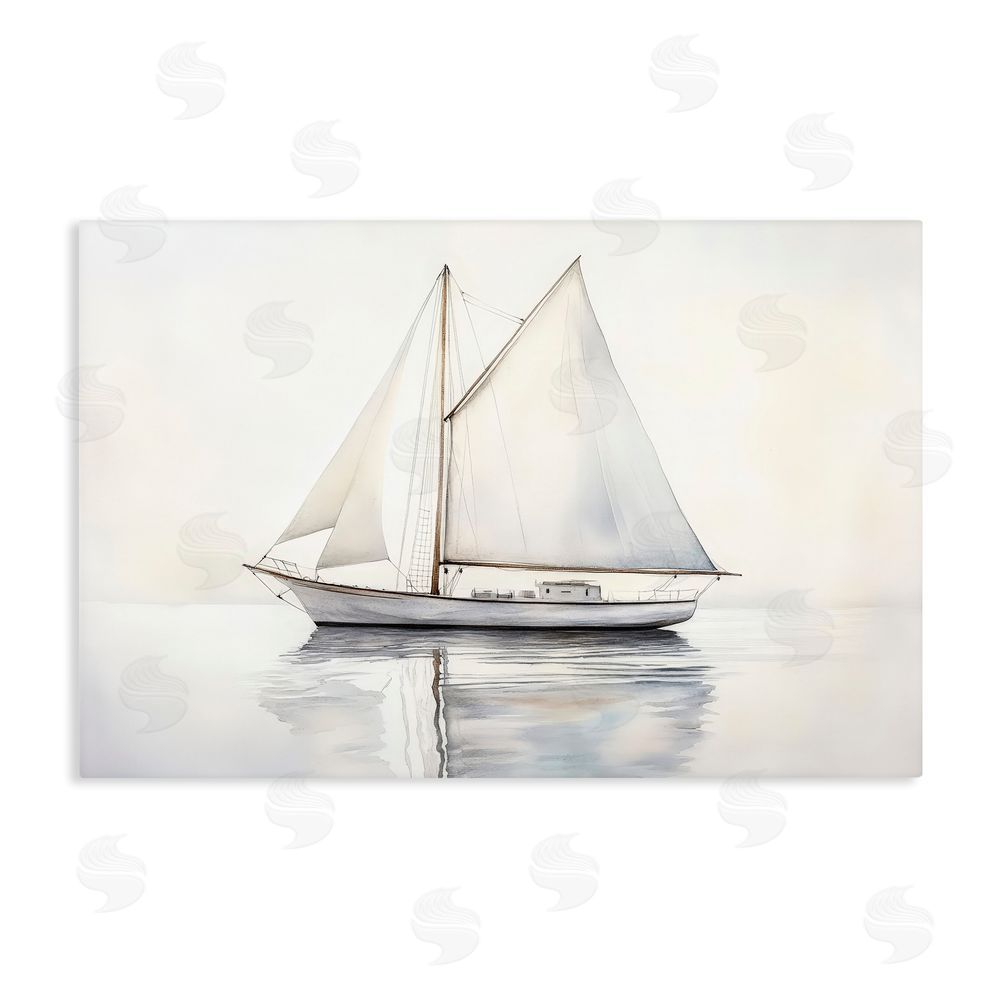Petal Prints Design Neutral Sailboat Reflection Stretched Canvas Wall Art