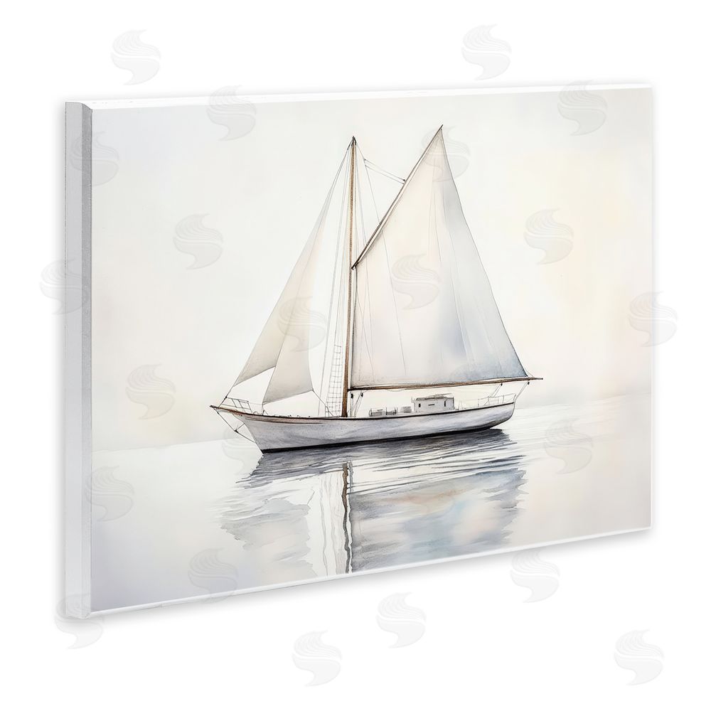 Petal Prints Design Neutral Sailboat Reflection Wall Plaque Home Decor Art Print