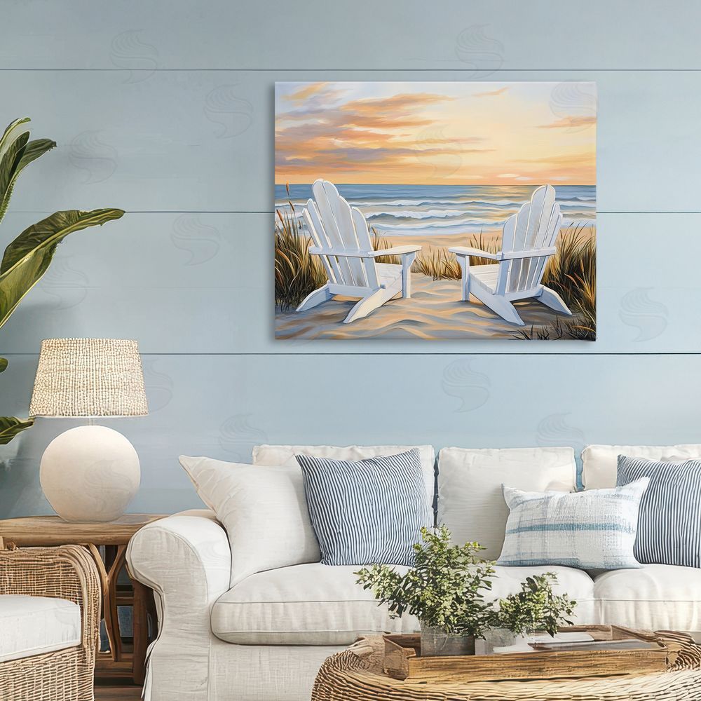 Petal Prints Design Wave Watching Spot at Sunset Stretched Canvas on Wall