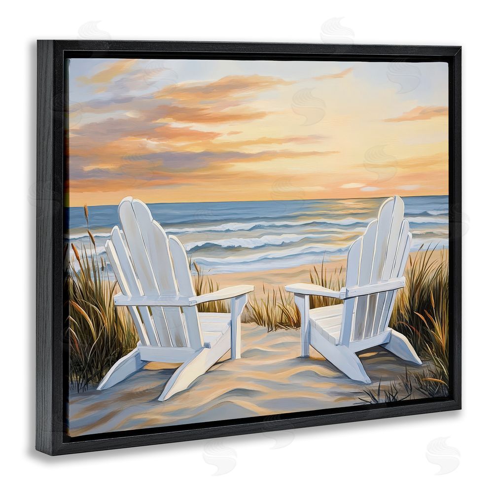 Petal Prints Design Wave Watching Spot at Sunset Black Floating Framed Canvas Wall Art Print