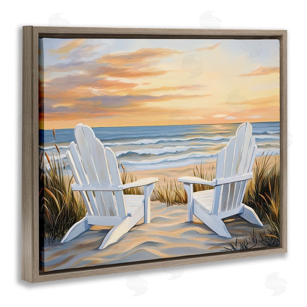 Petal Prints Design Wave Watching Spot at Sunset Brown Floating Framed Canvas Wall Art Print