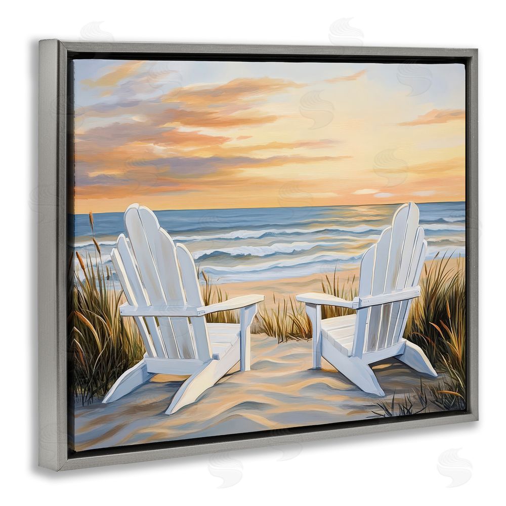 Petal Prints Design Wave Watching Spot at Sunset Gray Floating Framed Canvas Wall Art Print