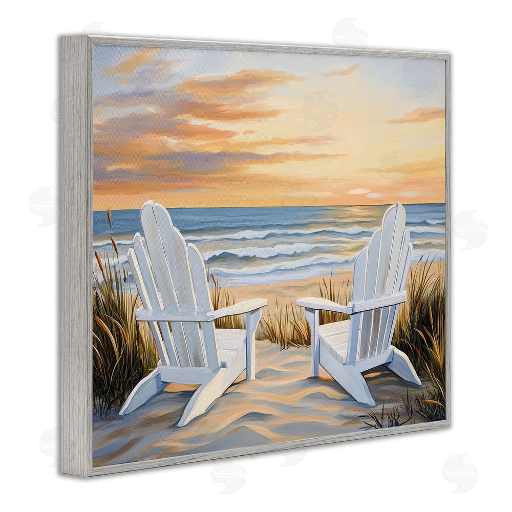 Petal Prints Design Wave Watching Spot at Sunset Gray Framed Giclee Wall Art Print