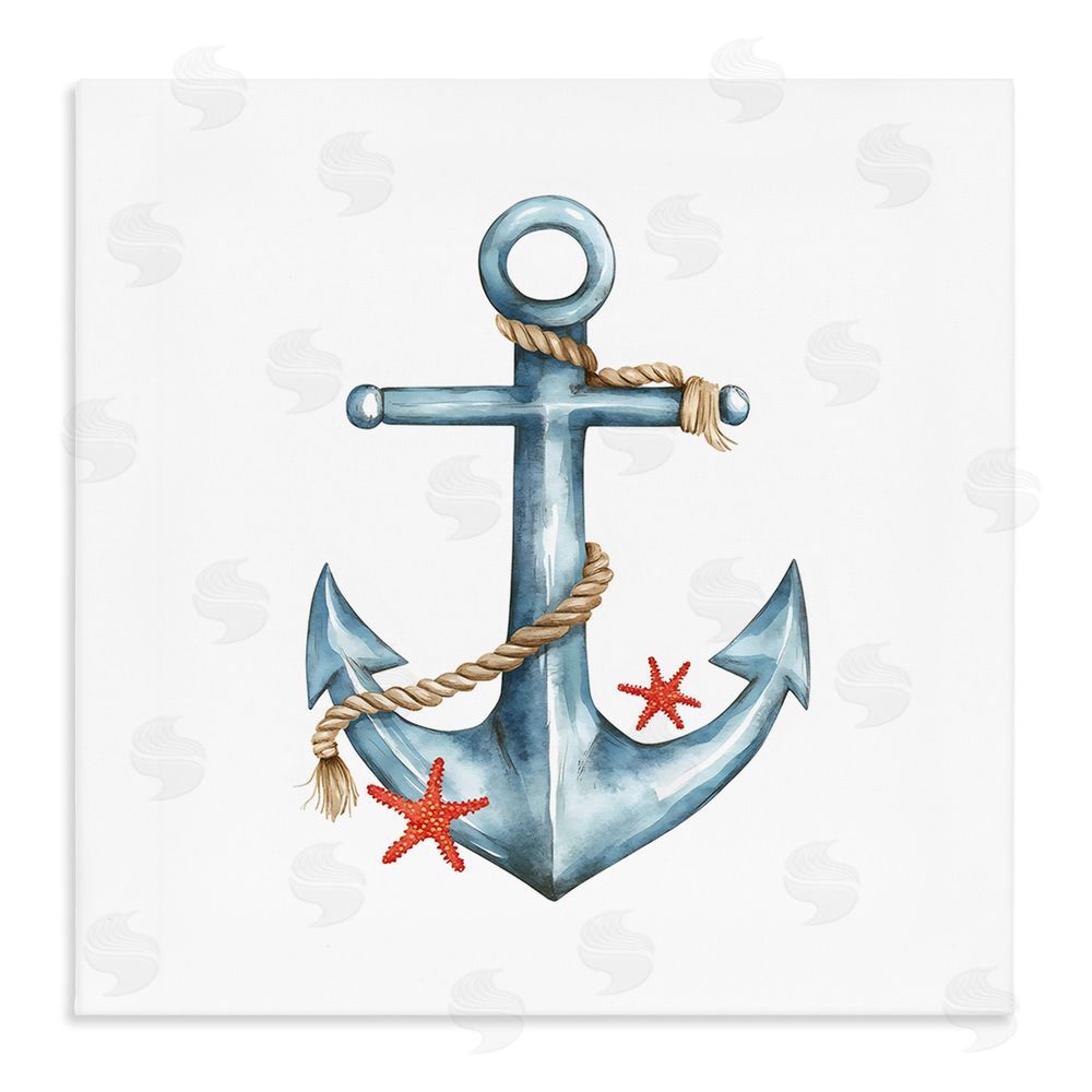 LSR Design Studio Cute Sailor Anchor with Starfish Stretched Canvas Wall Art