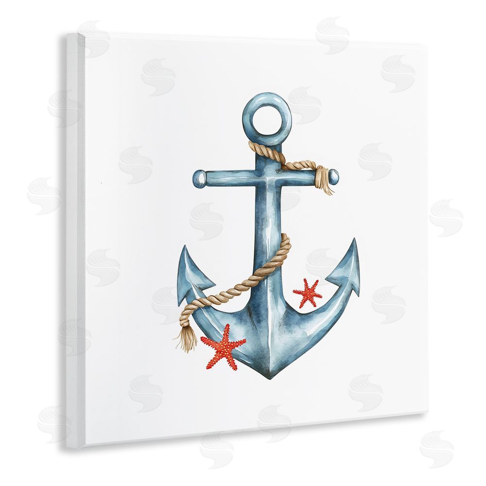 LSR Design Studio Cute Sailor Anchor with Starfish Wall Plaque with Fixed Lithograph Print