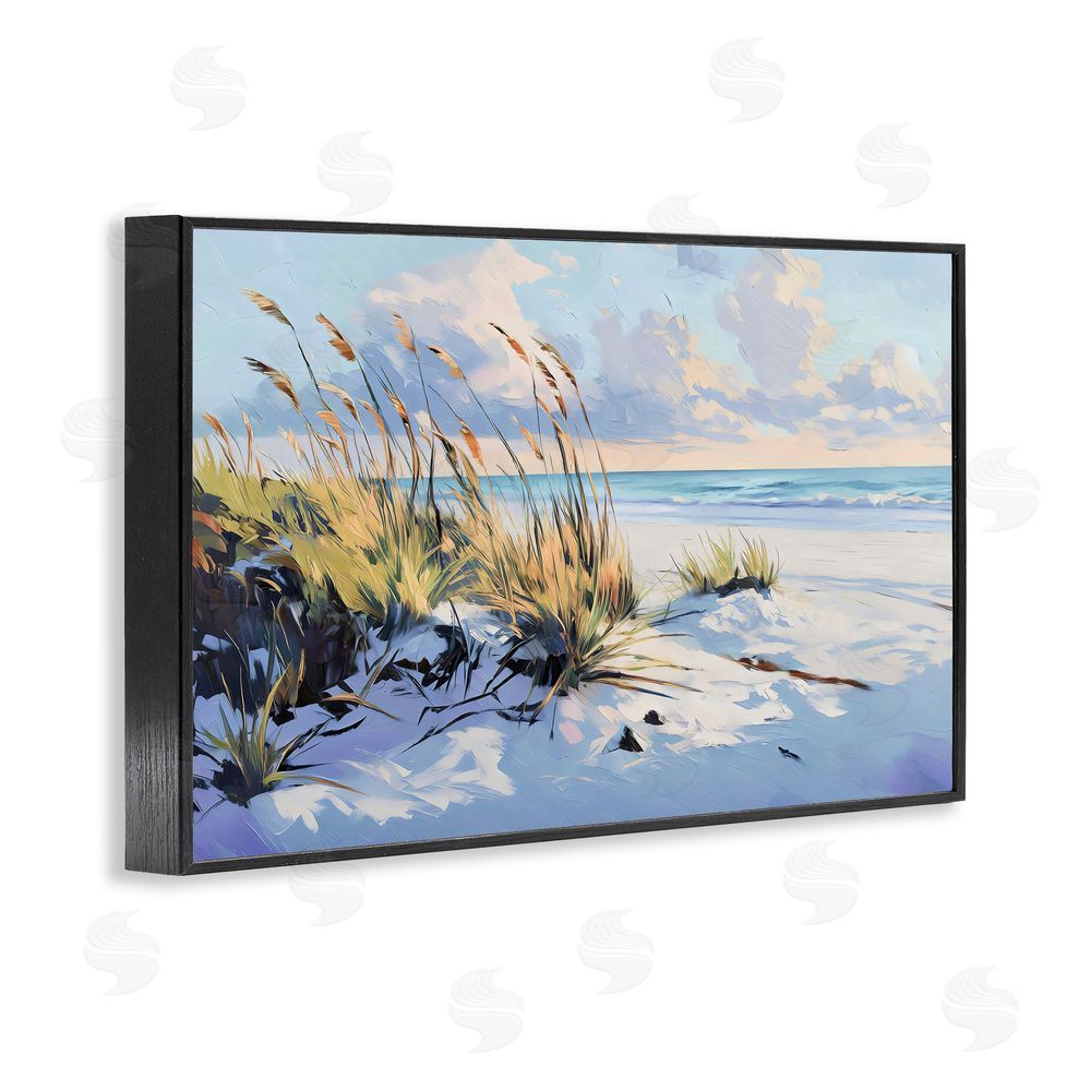 Gina Kelly Grassy Sand Dunes Beach Black Framed Giclee Wall Art